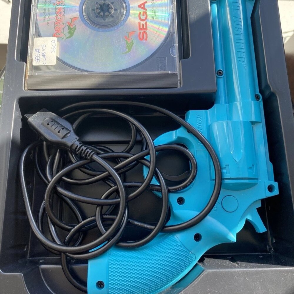Lethal Enforcers Sega CD CIB w/ Blue Justifier Light Gun Complete Konami
